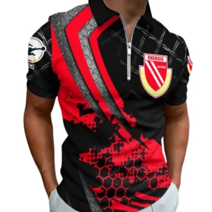 FC Energie Cottbus Poloshirt mitReißverschluss, Ganzflächig bedruckte Poloshirt mitReißverschluss fur FC Energie Cottbus fans BDE01082125133