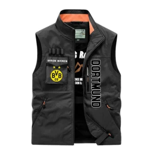 Borussia Dortmund Ärmellose Outdoor-Weste, Ganzflächig bedruckte Outdoor-Weste fur Borussia Dortmund fans BDE96082125103 - Schwarz