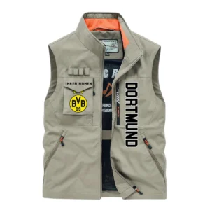 Borussia Dortmund Ärmellose Outdoor-Weste, Ganzflächig bedruckte Outdoor-Weste fur Borussia Dortmund fans BDE96082125103 - Khaki