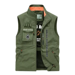 Borussia Mönchengladbach Ärmellose Outdoor-Weste, Ganzflächig bedruckte Outdoor-Weste fur Borussia Mönchengladbach fans BDE96082125104 - Olivgrün