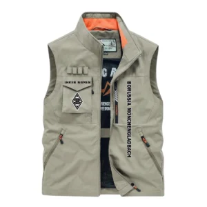 Borussia Mönchengladbach Ärmellose Outdoor-Weste, Ganzflächig bedruckte Outdoor-Weste fur Borussia Mönchengladbach fans BDE96082125104 - Khaki