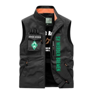 SV Werder Bremen Ärmellose Outdoor-Weste, Ganzflächig bedruckte Outdoor-Weste fur SV Werder Bremen fans BDE96082125105 - Schwarz