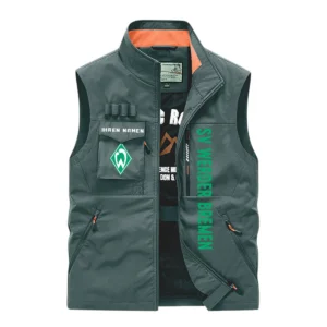 SV Werder Bremen Ärmellose Outdoor-Weste, Ganzflächig bedruckte Outdoor-Weste fur SV Werder Bremen fans BDE96082125105 - Grün
