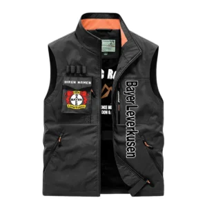Bayer Leverkusen Ärmellose Outdoor-Weste, Ganzflächig bedruckte Outdoor-Weste fur Bayer Leverkusen fans BDE96082125106 - Schwarz