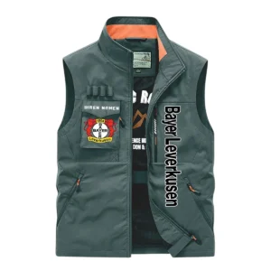 Bayer Leverkusen Ärmellose Outdoor-Weste, Ganzflächig bedruckte Outdoor-Weste fur Bayer Leverkusen fans BDE96082125106 - Grün