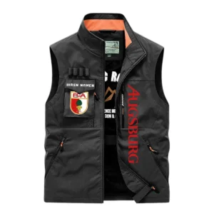 FC Augsburg Ärmellose Outdoor-Weste, Ganzflächig bedruckte Outdoor-Weste fur FC Augsburg fans BDE96082125113 - Schwarz