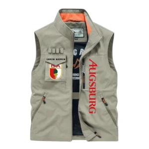 FC Augsburg Ärmellose Outdoor-Weste, Ganzflächig bedruckte Outdoor-Weste fur FC Augsburg fans BDE96082125113 - Khaki