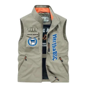 Hertha BSC Ärmellose Outdoor-Weste, Ganzflächig bedruckte Outdoor-Weste fur Hertha BSC fans BDE96082125114 - Khaki