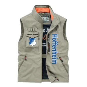 TSG Hoffenheim Ärmellose Outdoor-Weste, Ganzflächig bedruckte Outdoor-Weste fur TSG Hoffenheim fans BDE96082125117 - Khaki