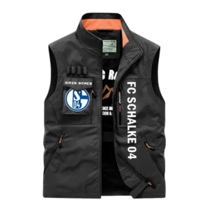 FC Schalke 04 Ärmellose Outdoor-Weste, Ganzflächig bedruckte Outdoor-Weste fur FC Schalke 04 fans BDE96082125119 - Schwarz