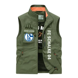FC Schalke 04 Ärmellose Outdoor-Weste, Ganzflächig bedruckte Outdoor-Weste fur FC Schalke 04 fans BDE96082125119 - Olivgrün