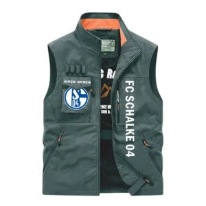 FC Schalke 04 Ärmellose Outdoor-Weste, Ganzflächig bedruckte Outdoor-Weste fur FC Schalke 04 fans BDE96082125119 - Grün