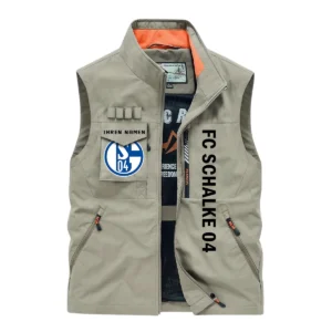 FC Schalke 04 Ärmellose Outdoor-Weste, Ganzflächig bedruckte Outdoor-Weste fur FC Schalke 04 fans BDE96082125119 - Khaki