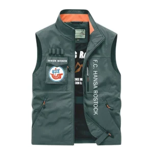 FC Hansa Rostock Ärmellose Outdoor-Weste, Ganzflächig bedruckte Outdoor-Weste fur FC Hansa Rostock fans BDE96082125121 - Grün