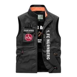 1. FC Nürnberg Ärmellose Outdoor-Weste, Ganzflächig bedruckte Outdoor-Weste fur 1. FC Nürnberg fans BDE96082125127 - Schwarz