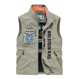 Holstein Kiel Ärmellose Outdoor-Weste, Ganzflächig bedruckte Outdoor-Weste fur Holstein Kiel fans BDE96082125131 - Khaki
