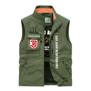SSV Jahn Regensburg Ärmellose Outdoor-Weste, Ganzflächig bedruckte Outdoor-Weste fur SSV Jahn Regensburg fans BDE96082125133 - Olivgrün