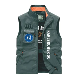 Karlsruher SC Ärmellose Outdoor-Weste, Ganzflächig bedruckte Outdoor-Weste fur Karlsruher SC fans BDE96082125135 - Grün