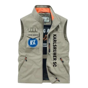 Karlsruher SC Ärmellose Outdoor-Weste, Ganzflächig bedruckte Outdoor-Weste fur Karlsruher SC fans BDE96082125135 - Khaki