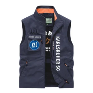 Karlsruher SC Ärmellose Outdoor-Weste, Ganzflächig bedruckte Outdoor-Weste fur Karlsruher SC fans BDE96082125135 - Marineblau