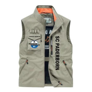SC Paderborn 07 Ärmellose Outdoor-Weste, Ganzflächig bedruckte Outdoor-Weste fur SC Paderborn 07 fans BDE96082125137 - Khaki