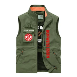 Rot-Weiss Essen Ärmellose Outdoor-Weste, Ganzflächig bedruckte Outdoor-Weste fur Rot-Weiss Essen fans BDE96082125140 - Olivgrün