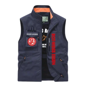Rot-Weiss Essen Ärmellose Outdoor-Weste, Ganzflächig bedruckte Outdoor-Weste fur Rot-Weiss Essen fans BDE96082125140 - Marineblau