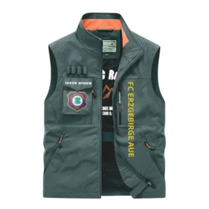 FC Erzgebirge Aue Ärmellose Outdoor-Weste, Ganzflächig bedruckte Outdoor-Weste fur FC Erzgebirge Aue fans BDE96082125142 - Grün