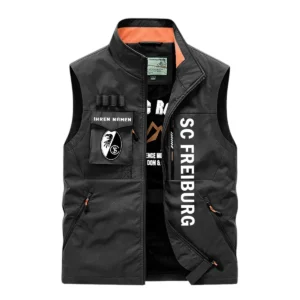 SC Freiburg II Ärmellose Outdoor-Weste, Ganzflächig bedruckte Outdoor-Weste fur SC Freiburg II fans BDE96082125144 - Schwarz