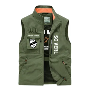 SC Verl Ärmellose Outdoor-Weste, Ganzflächig bedruckte Outdoor-Weste fur SC Verl fans BDE96082125146 - Olivgrün