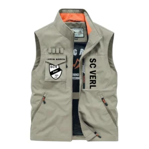 SC Verl Ärmellose Outdoor-Weste, Ganzflächig bedruckte Outdoor-Weste fur SC Verl fans BDE96082125146 - Khaki