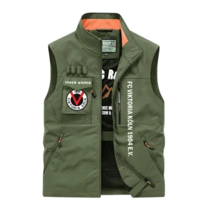 FC Viktoria Köln Ärmellose Outdoor-Weste, Ganzflächig bedruckte Outdoor-Weste fur FC Viktoria Köln fans BDE96082125149 - Olivgrün
