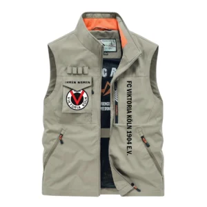 FC Viktoria Köln Ärmellose Outdoor-Weste, Ganzflächig bedruckte Outdoor-Weste fur FC Viktoria Köln fans BDE96082125149 - Khaki