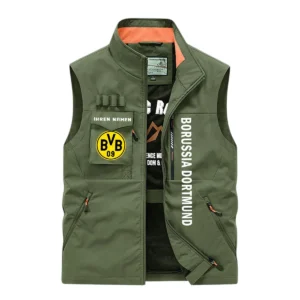 Borussia Dortmund II Ärmellose Outdoor-Weste, Ganzflächig bedruckte Outdoor-Weste fur Borussia Dortmund II fans BDE96082125151 - Olivgrün