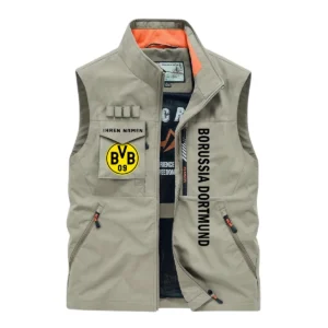 Borussia Dortmund II Ärmellose Outdoor-Weste, Ganzflächig bedruckte Outdoor-Weste fur Borussia Dortmund II fans BDE96082125151 - Khaki