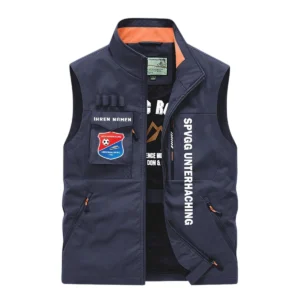SpVgg Unterhaching Ärmellose Outdoor-Weste, Ganzflächig bedruckte Outdoor-Weste fur SpVgg Unterhaching fans BDE96082125153 - Marineblau