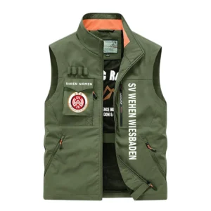 SV Wehen Wiesbaden Ärmellose Outdoor-Weste, Ganzflächig bedruckte Outdoor-Weste fur SV Wehen Wiesbaden fans BDE96082125155 - Olivgrün