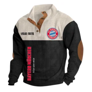 Bayern Munich Sweatshirt Herren Stehkragen, Ganzflächig bedruckte Sweatshirt Herren Stehkragen fur Bayern Munich fans BDE113081425101 - Schwarz