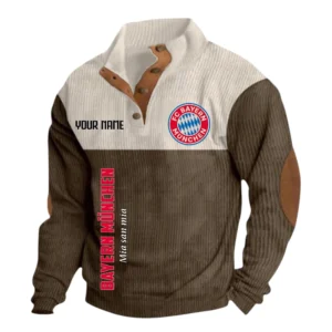 Bayern Munich Sweatshirt Herren Stehkragen, Ganzflächig bedruckte Sweatshirt Herren Stehkragen fur Bayern Munich fans BDE113081425101 - Braun