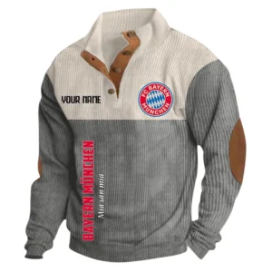 Bayern Munich Sweatshirt Herren Stehkragen, Ganzflächig bedruckte Sweatshirt Herren Stehkragen fur Bayern Munich fans BDE113081425101 - Grau
