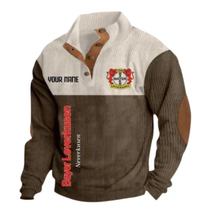 Bayer Leverkusen Sweatshirt Herren Stehkragen, Ganzflächig bedruckte Sweatshirt Herren Stehkragen fur Bayer Leverkusen fans BDE113081425102 - Braun