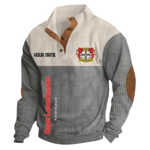 Bayer Leverkusen Sweatshirt Herren Stehkragen, Ganzflächig bedruckte Sweatshirt Herren Stehkragen fur Bayer Leverkusen fans BDE113081425102 - Grau