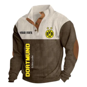 Borussia Dortmund Sweatshirt Herren Stehkragen, Ganzflächig bedruckte Sweatshirt Herren Stehkragen fur Borussia Dortmund fans BDE113081425104 - Braun