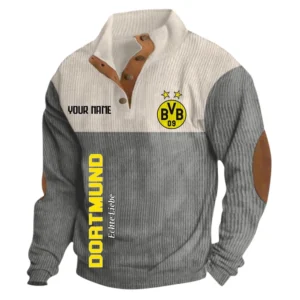 Borussia Dortmund Sweatshirt Herren Stehkragen, Ganzflächig bedruckte Sweatshirt Herren Stehkragen fur Borussia Dortmund fans BDE113081425104 - Grau