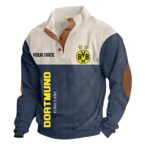 Borussia Dortmund Sweatshirt Herren Stehkragen, Ganzflächig bedruckte Sweatshirt Herren Stehkragen fur Borussia Dortmund fans BDE113081425104 - Dunkelblau