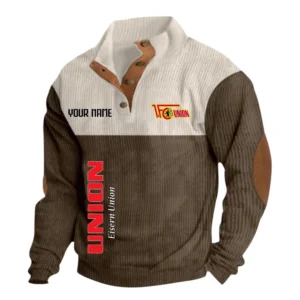 1. FC Union Berlin Sweatshirt Herren Stehkragen, Ganzflächig bedruckte Sweatshirt Herren Stehkragen fur 1. FC Union Berlin fans BDE113081425105 - Braun