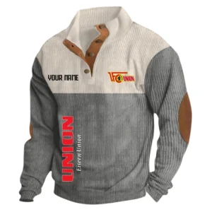 1. FC Union Berlin Sweatshirt Herren Stehkragen, Ganzflächig bedruckte Sweatshirt Herren Stehkragen fur 1. FC Union Berlin fans BDE113081425105 - Grau