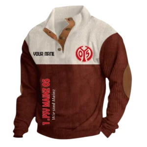 1. FSV Mainz 05 Sweatshirt Herren Stehkragen, Ganzflächig bedruckte Sweatshirt Herren Stehkragen fur 1. FSV Mainz 05 fans BDE113081425117 - Rot