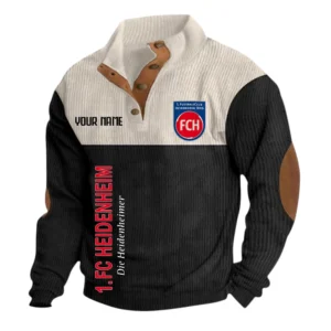 1. FC Heidenheim 1846 Sweatshirt Herren Stehkragen, Ganzflächig bedruckte Sweatshirt Herren Stehkragen fur 1. FC Heidenheim 1846 fans BDE113081425120 - Schwarz