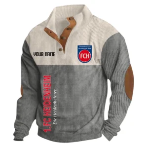 1. FC Heidenheim 1846 Sweatshirt Herren Stehkragen, Ganzflächig bedruckte Sweatshirt Herren Stehkragen fur 1. FC Heidenheim 1846 fans BDE113081425120 - Grau